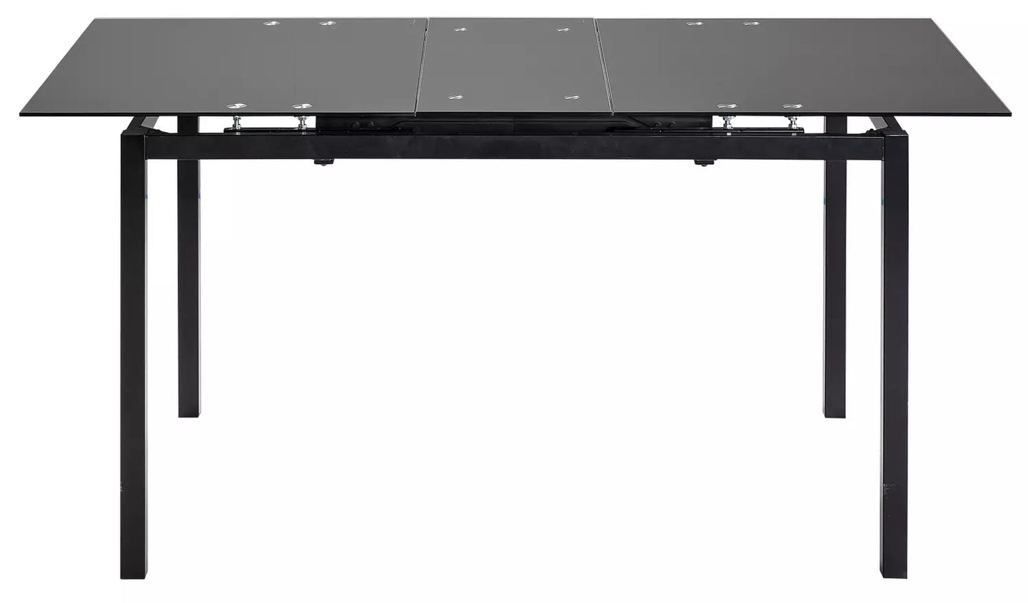 Lido Glass Extending Table & 4 Black Chairs